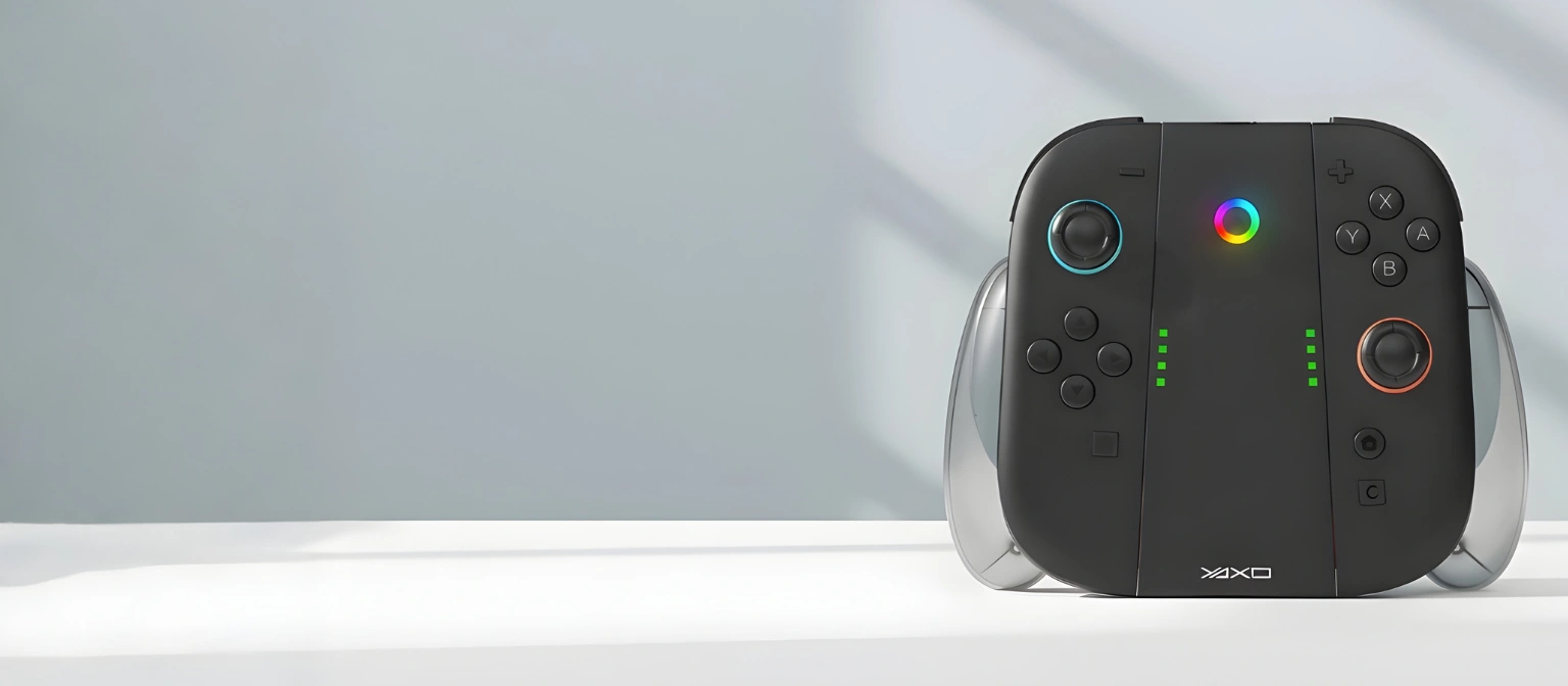 YAXO Charge Grip Set Joy-Con charging grip for Nintendo Switch 2, play and charge at the same time, magnetic connectors, USB-C power, smart protection, RGB LED charging indicator